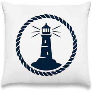 Nautical Lighthouse Throw Pillow Covers Decor Gifts for Coastal Lovers, Navy Rope Icon Decorative Decor Pillows Covers for Couch Sofa Bedroom, Minimal 18x18 Pillow Cover Cases