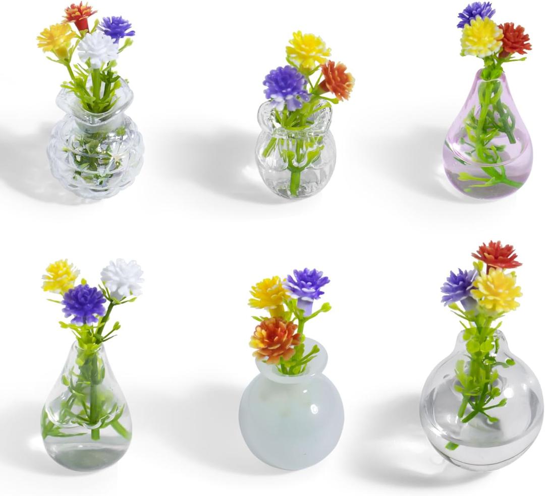 rhinocats Mini Vase Fridge Magnets, Locker Magnets, Cute Decorative Glass Magnetic Vases for Refrigerator Kitchen Office (6 Pack)