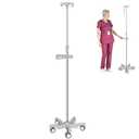 IV Pole with Wheels Medical Portable IV Stand Pole, IV Bag Stand with Removable IV Bag Holder, Adjustable Height Pole, 4 Hook & 5 Caster Base
