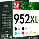 952XL Ink Cartridges Black Color 5 Combo Pack Compatible for HP 952 XL HP952 HP952XL to OfficeJet 8710 8720 7740 8725 8210 8715 8702 8740 7720 8730 8216 8700 Printer Black Cyan Magenta Yellow (5-Pack)