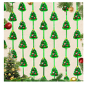 Christmas Party Backdrop Decorations 2 Pack 3.3x6.6ft Red Silver Green Photobooth Props Christmas Tree Pattern Metallic Tinsel Streamer Foil Fringe Curtains for Wall Door Ugly Sweater New Year