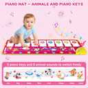 M SANMERSEN Floor Piano Mat, Toddler Toys Musical Mat, Keyboard Floor Play mat 39.5" Electronic Music Animal Touch Play Blanket Funny Xmas Gift Toy for 1 2 3 Year Old
