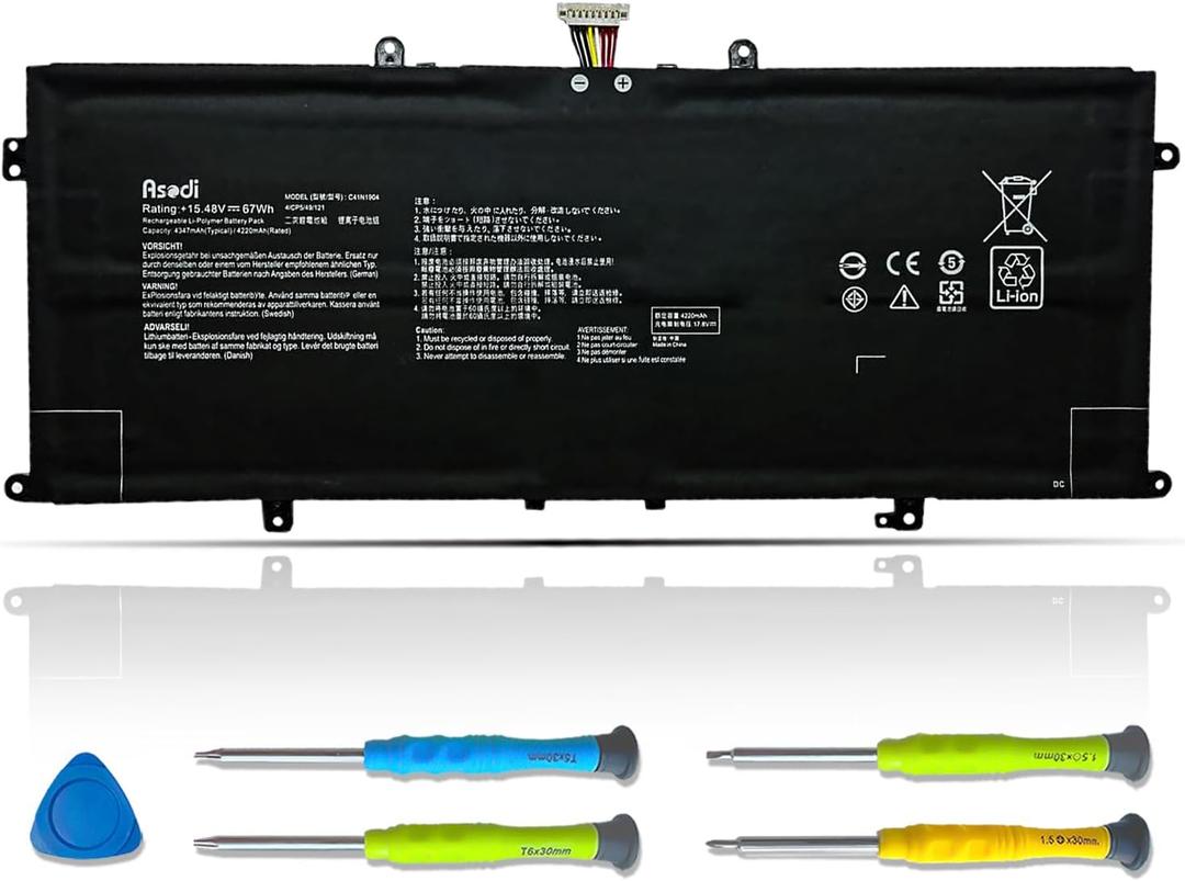 ASODI C41N1904 67Wh C41N1904-1 Laptop Battery Compatible with ASUS ZenBook 13 BX325JA UX325SA UM325SA UX363EA-EM045R 14 UX425UA UM425IA HM053T Flip S13 UX393EA VivoBook S14 S435EA