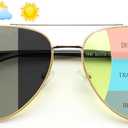 FEISEDY Photochromic Progressive Multifocal Reading Glasses Blue Light Blocking & Night Vision Metal Aviator Frame B0396 (Gold)