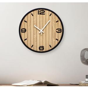 10 Inch Round Wall Clock Battery Operated Wooden, Non-Ticking Quartz Decorative Analog Clocks for Apartment, Living Room, Bedroom, Hallway, Classroom - Easy to Install & Read