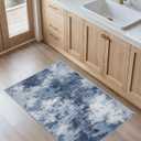 Washable Area Rug 2x4, Small Entryway Rug Non-Slip Vintage Door Mat Indoor Entrance, Low Pile Floor Carpet for Entrance, Hallway, Kitchen and CorridorDark Blue