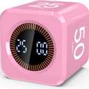 Digital Pomodoro Timer Cube 5/10/25/50min, Visual Productivity Flip Timer for Kids Classroom Desk, Custom Countdown, Silent and Sound Mode for ADHD Study Work Game Kitchen (Pink)