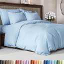Duvet Cover Queen Size - Extra Soft Queen Size Duvet Cover - Lightweight & Breathable - Easy Care & Fade Free with Zipper Closures and Ties - 90" x 90" Inches - (Sky Blue) Comforter Not Included