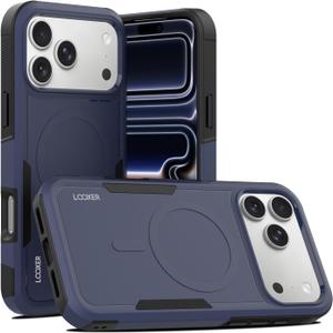 LOOXER Defender Case for iPhone 17 Pro (6.3) | Military-Grade Rugged Shockproof Protection, MagSafe Compatible + Tempered Glass Screen Protector Included (Blue, 17 Pro)