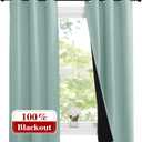 NICETOWN Aqua Blue 100% Blackout Lined Curtains, 2 Thick Layers Narrow Wide Window Treatment Panels Thermal Insulated Drapes for Kitchen Small Window (1 Pair, 37" Width x 63" Length Each Panel)