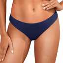 Tempt Me Women Low Rise Bikini Bottoms - Moderate Coverage Bathing Suit Bottoms Low Waisted Swimsuit Bottoms Brief 2025 (Navy)