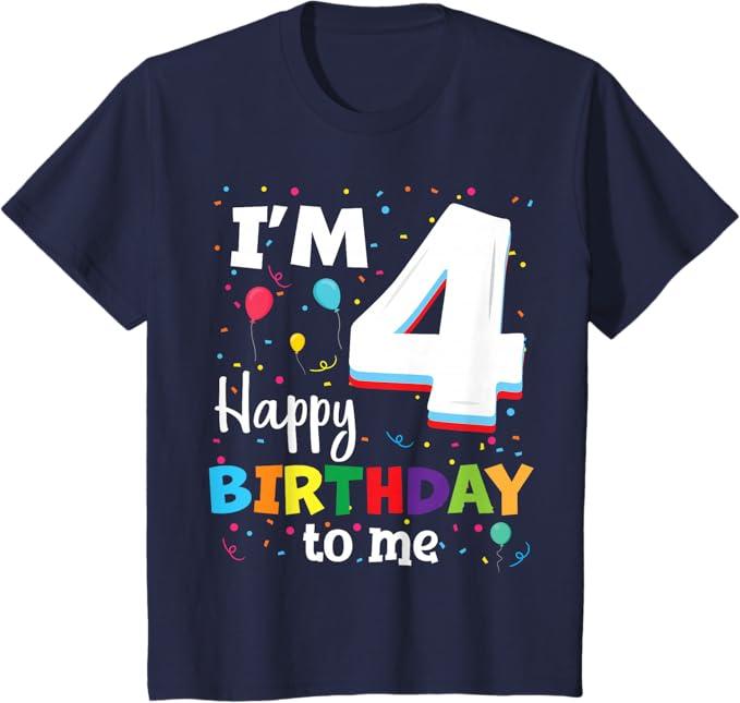 Kids Four 4yr 4th Birthday Happy Birthday Boy 4 Years Old T-Shirt 4T