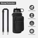 Water Bottle Holder with Strap, Insulated Crossbody Sling Bag, Carrier with Phone Pocket for Walking Hiking Camping Fishing