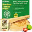 Wooden Tortilla Press By WeLime - Prensa para Tortillas, Great for Taco Tuesday, Kitchen gift, with 50 Parchment Paper Sheets, Anti Slip Pads, Manual and Digital Cookbook, Made of Durable Bamboo (10")