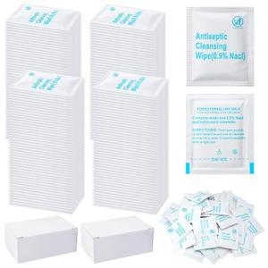 Treela 150 Pcs Sterile Saline Wipes Antiseptic Cleansing Individually Wrapped Travel Wet Wipes Unscented Cleansing Face Eye Wound Aftercare Swabs for Adult Travel Individual Packet