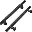 khtumeware 10 Pack 8 Inch(203mm) Drawer Handles Knurled Matte Black Cabinet Pulls Drawer Pulls Kitchen Hardware Kitchen Handles for Cabinets Cupboard Handles
