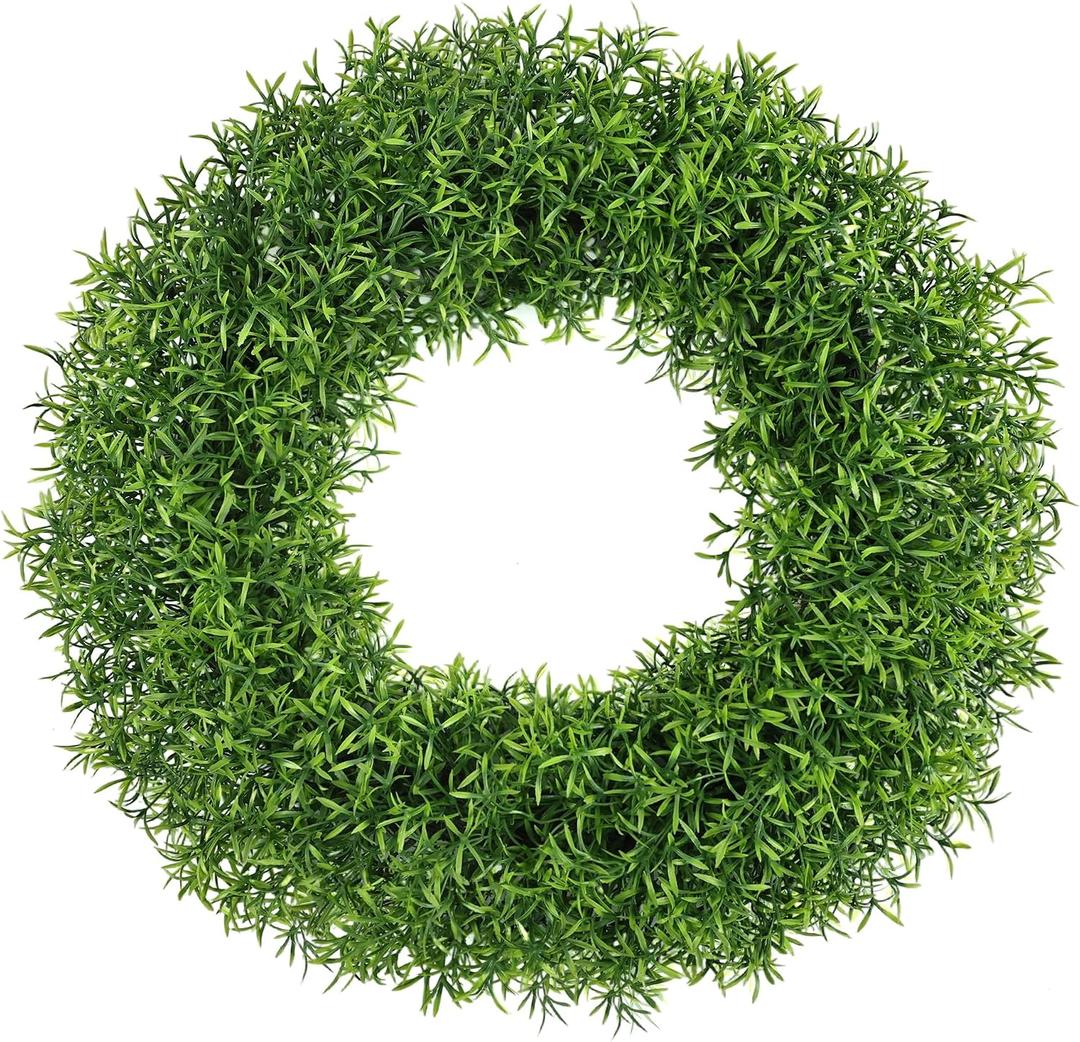 24Inch Spring Wreaths for Front Door OutsideGreen Wreath Boxwood Wreaths Realistic Spring Summer Front Door Wreath for Wall Window Porch Farmhouse Garden Wedding Party Home Decor
