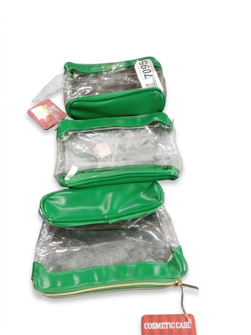 3 x clear transparent travel cosmetic pouch featuring