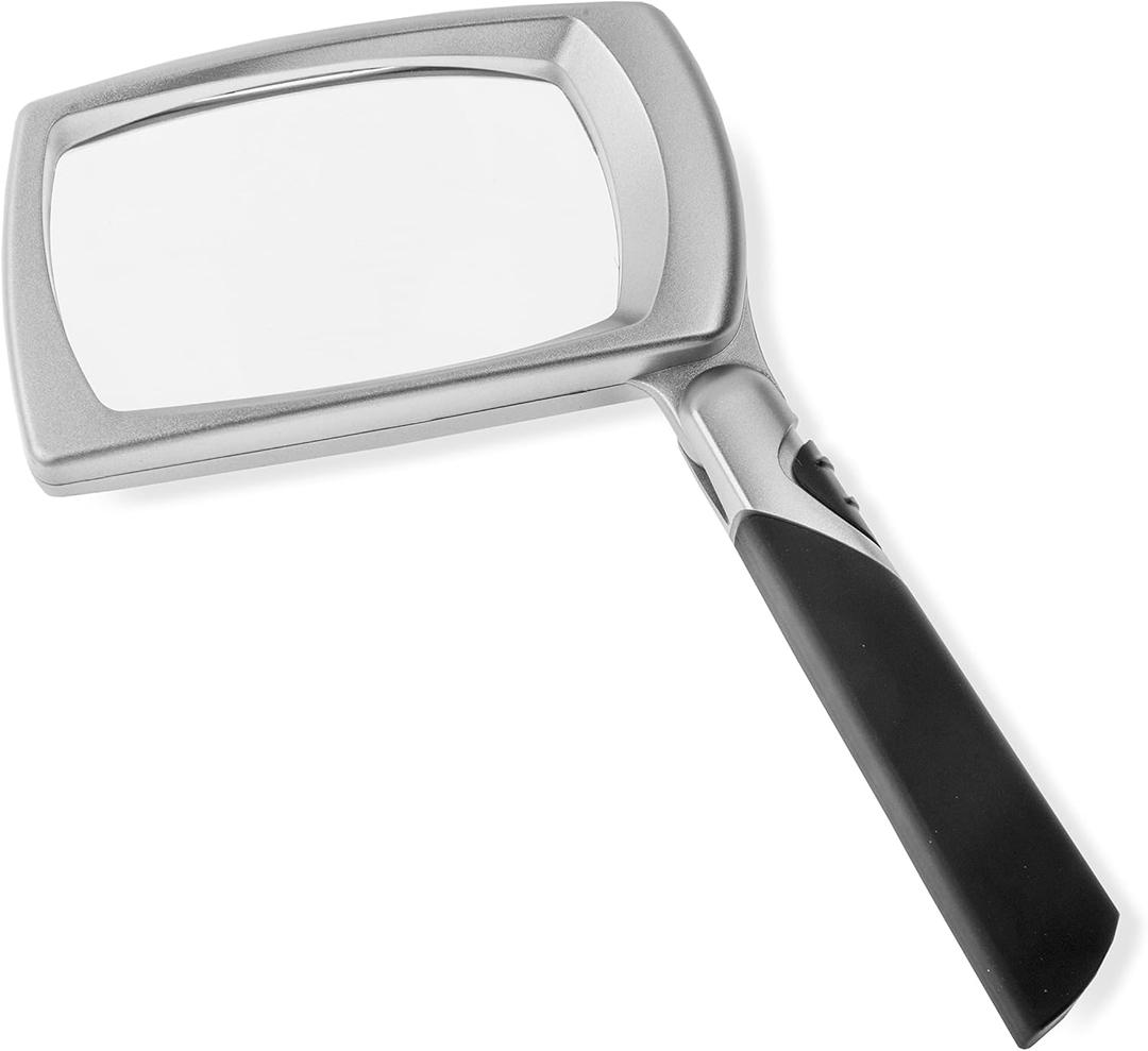 Carson LED Lighted 2.5X Power Rectangular Magnifier with Folding Collapsible Handle (MJ-30)