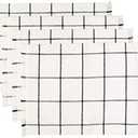 Sticky Toffee Woven Cotton Placemats Set of 6, Cream Farmhouse Plaid, 14 x 19 in, Washable Table Mats for Kitchen or Dining Table