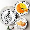 50Pcs Musical Notes Party Supplies Music Paper Plates Tableware Set 9" Music Notes Dinner Plates 7"Music Dessert Plates for Music Themed Karaoke Jazz Party Music Birthday Party Decorations Serve 25