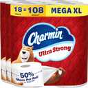 Charmin Ultra Strong Toilet Paper, 18 Mega XL = 108 Regular
