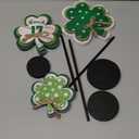 3 Pcs Large St Patrick's Day Shamrock Wooden Block Set Wood Clover Standing Table Sign Irish Decor Clover Table Centerpieces Irish Shamrocks Ornaments for Home Farmhouse Office Kitchen(Classic)