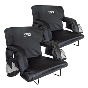 BRAWNTIDE Stadium Seat with Back Support - Comfy Cushion, Thick Padding, 2 Steel Bleacher Hooks, 4 Pockets, 2 Cup Holders, Reclining Back, Ideal Chair for Sport Events, Beaches, Camping, Concerts