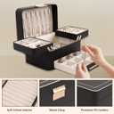 KAMIER Jewelry Box, Jewelry Organizer with Drawers, 3 Layers Jewelry Storage Organizer for Earring, Ring, Necklace, Bracelets, Gift for Women, Girls, Men, Black