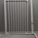 BABELIO 36" Tall Dog Gate PressGuard C5, 26-40" Wide Auto Close Baby Gate, Pressure Mounted Metal Pet Gate, Easy Install No Drilling, No Tools Needed, with Wall Protectors and Extension Kits, White