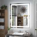 32x36 Lighted Mirror for Bathroom Wall, Smart Illuminated Vanity Mirror with Lights, Dimmable, Anti-Fog (Front Lights + Backlit)