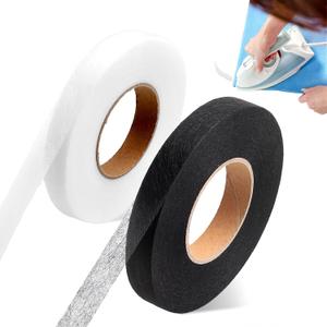 4 Rolls Iron on Hemming Tape for Pants, No Sew Hem Tape & Adhesive Fabric Fusing Tape, 0.6 inch x 70 Yards Double Sided Hemming Tape for Clothes, Dresses, Curtains (White, Black)