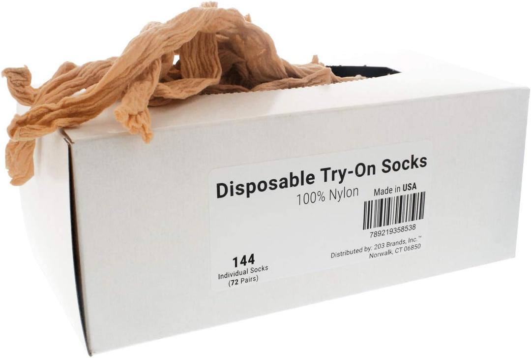203 Brands New Disposable Try On Socks - Beige Tan Footies (Beige)