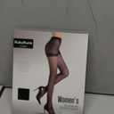 2 Pack Sheer Tights for Women, Control Top Pantyhose, 15 Denier, run resistant black sheer tights reinforced toe (Large)