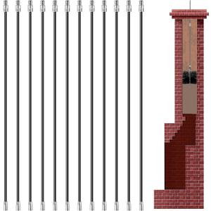 36FT Total Fiberglass Chimney Cleaning Rod - Chimney Brush Rod for 1/4" NPT Brushes, Extension Rods for Hearth Fireplace (3FT 12Pcs)