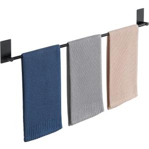 Alise Adhesive Towel Bar, 28 Inch Towel Racks for Bathroom SUS 304 Stainless Steel, Long Bathroom Towel Holder No Drill, Strong Self Adhesive Towel Bar, Matte Black