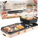 2026 Electric Hot Pot with Grill,2-10 People Indoor Hot Pot 2 in 1 Multi-function Smokeless Shabu-Shabu Hotpot Korean BBQ Grill for Simmer,Separate Dual Temperature Contral