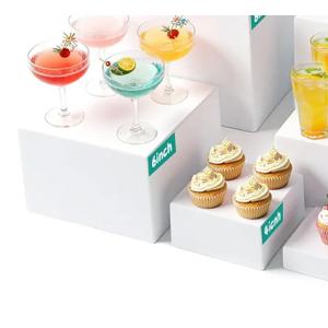 4PCS Buffet Risers, White Acrylic Food Display Boxes for Buffet Table, Party or Dessert, Cube Riser Stand for Catering, Jewelry, Collectibles, Stackable Nesting Sizes 8", 6" (Small)