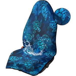 Blue Sea Turtle Car Seat Cover Protector Front Seats Only,Waterproof Towel Seat Cover for Trucks SUV Van,Car Seat Towel Cover After Gym Yoga,Turtle Car Accessories for Women Men
