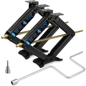 Kohree 7500lbs RV Stabilizer Leveling Scissor Jacks 24" for Travel Trailer Camper, Set of 2, Heavy Duty RV Stabilizer Jacks Kit with Crank Handle and Drill Bit, Black
