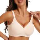 Seamless Wireless Bra for Women, Ultra Soft Breathable Non Padded Comfort,Lightly Lined Full Coverage Everyday T-Shirt Bra Nude