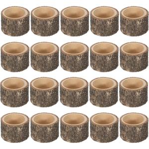 SHENLIU 20 PCS Wooden Tea Light Candle Holders, Rustic Wood Votive Candle Holders, Rustic Wood Votive Candles Holder for Table Decoration Vintage Tealight Holder Candles Stands Bulk for Wedding