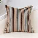 Yangest Brown Striped Throw Pillow Cover Multicolor Velvet Cushion Cover Modern Bohemian Pillowcase for Sofa Couch Bedroom Living Room Home Christmas Decoration,16x16 Inch