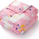 Kivik Cooling Weighted Blanket 7 Pounds, Breathable Weighted Blankets, Ultra Soft Heavy Throw for Relaxing & Sleeping, Machine Washable, 41 x 60 Inches, Cute Unicorn Printing, Light Pink