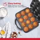 Holstein Housewares Non-Stick 12-Count Electric Cupcake Maker Machine, Bakes 12 Full Size Cupcakes, Muffins, Pizza Cups and Cinnamon Buns, Built-In Safety Lock, Vertical Storage, Black