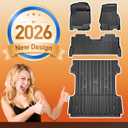Truck Floor Liner 6.75FT Standard Bed Mat for F250 F350 2017-2026 - F-250 F-350 Super Duty SUPERCREW CAB with Factory Carpet | 2nd Row Fold Flat Storage ONLY All Weather