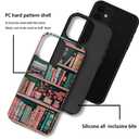 Case Compatible with iPhone 11,Fall Prevention Bright Hybrid 2-Layer Hard Shell Phone Case for Girls Boys,Floral Bookshelf Retro Pink