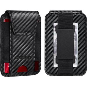 RUNBOX Slim Wallet for Men Front Pocket wallet with Cash Strap Minimalist Leather RFID Blocking wallet