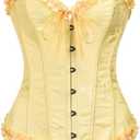 Moonight Corsets for Women Renaissance Floral Lace up Boned Overbust Corset Bustier Shapewear, Medium
