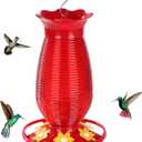 FEED GARDEN Glass Hummingbird Feeders for Outdoors Hanging, 26 OZ Humming Birds Feeders with 6 Feeding Ports & Built-in Ant Moat, Bird Feeder for Outside, Hummingbird Gifts for Mom, Red, 1 Pack